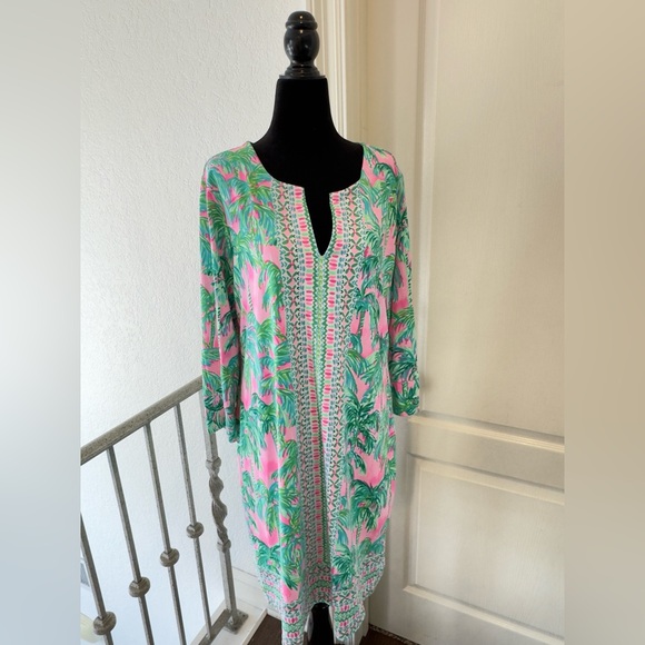 Lilly Pulitzer Sz XL Nadine Dress Botanical Green Just Wing It ChillyLilly - Picture 2 of 9